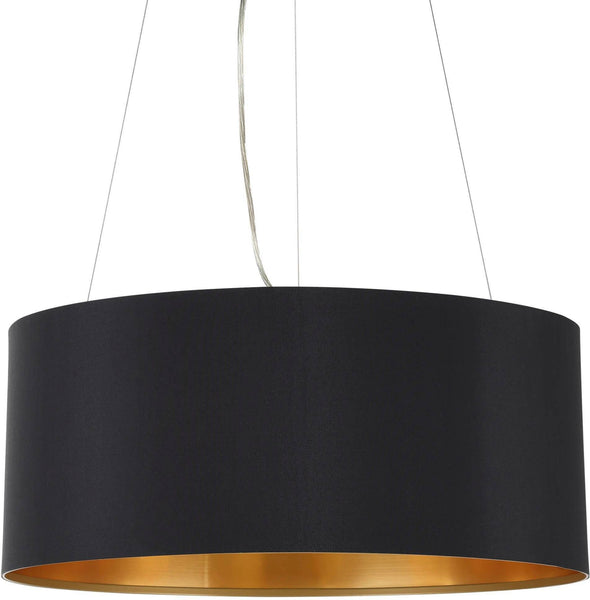 Lustra pandant Maserlo Eglo cu abajur textil negru 53 cm diametru - LunaHome.ro