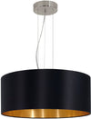 Lustra pandant Maserlo Eglo cu abajur textil negru 53 cm diametru - LunaHome.ro