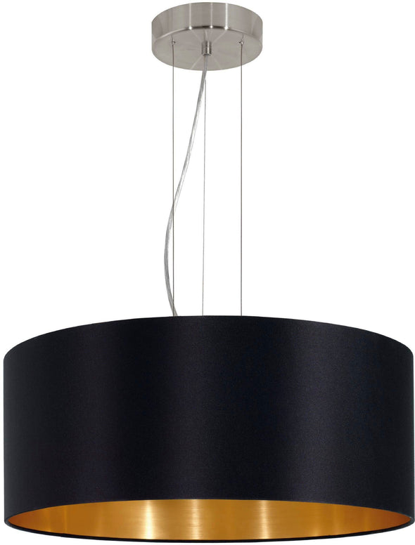 Lustra pandant Maserlo Eglo cu abajur textil negru 53 cm diametru - LunaHome.ro