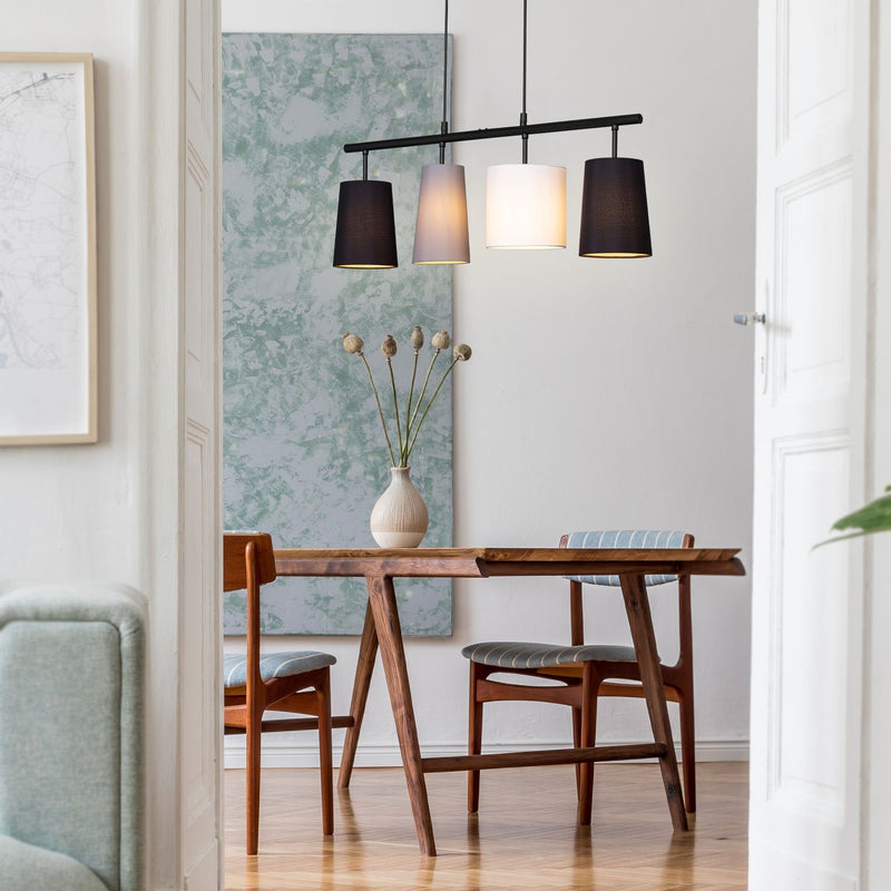 Lustra pendul Briloner cu 4 abajururi textile 74 cm lățime - LunaHome.ro