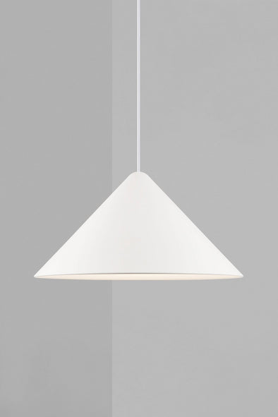 Lustra pendul Nono cu abajur metalic alb 49 cm diametru - LunaHome.ro