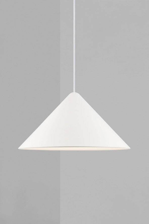 Lustra pendul Nono cu abajur metalic alb 49 cm diametru - LunaHome.ro
