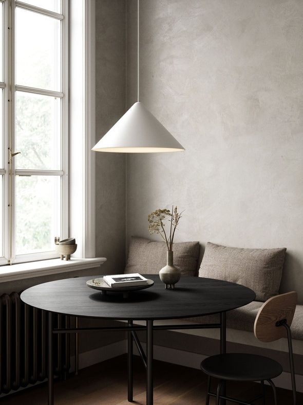 Lustra pendul Nono cu abajur metalic alb 49 cm diametru - LunaHome.ro