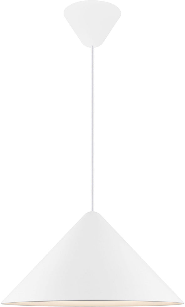 Lustra pendul Nono cu abajur metalic alb 49 cm diametru - LunaHome.ro