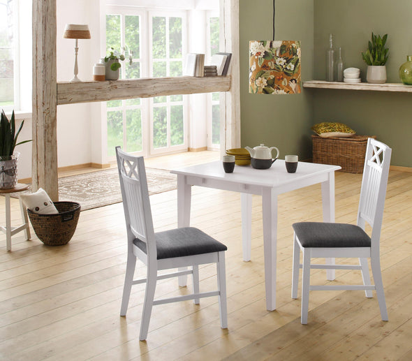 Masa de sufragerie Fullerton din lemn si Mdf alb, 80x80 cm - LunaHome.ro