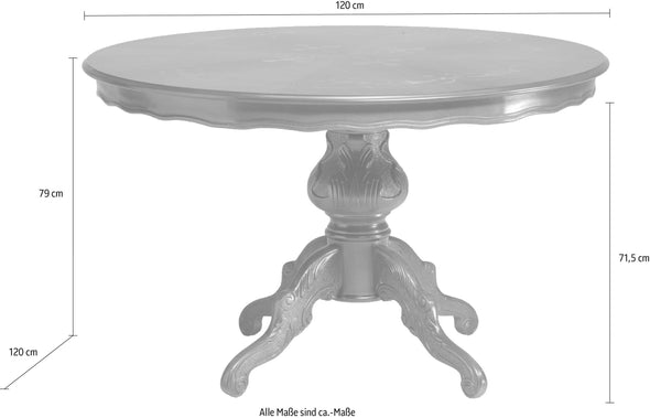 Masa Michelangelo cu detalii sculptate din furnir 120 cm diametru