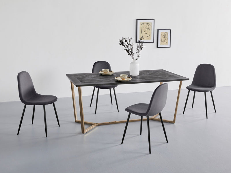 Masă Nanterie cu aspect de lemn si picioare metalice, 175x90 cm - LunaHome.ro