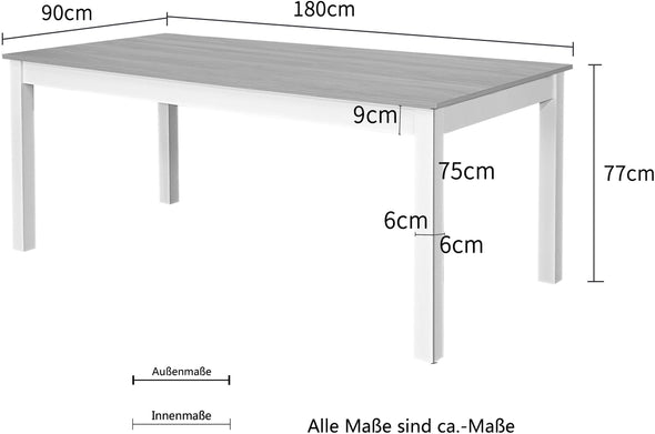 Masă de sufragerie Olst cu blat natur si picioare albe 180x90 cm - LunaHome.ro