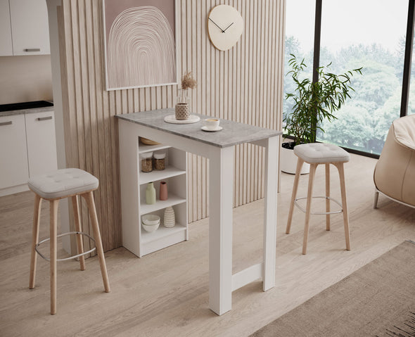 Masă de bar Mojito gri cu alb 115 cm lățime - LunaHome.ro