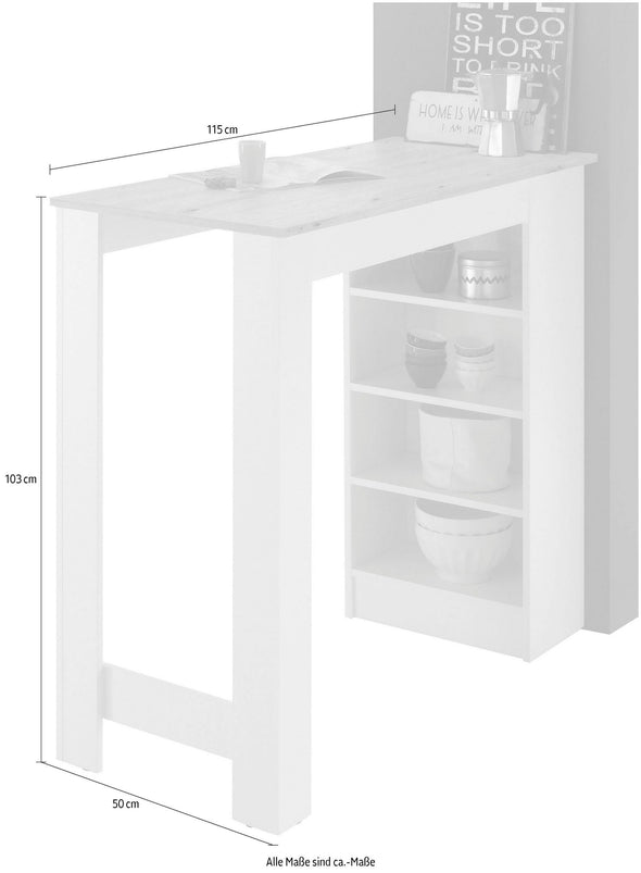 Masă de bar Mojito gri cu alb 115 cm lățime - LunaHome.ro