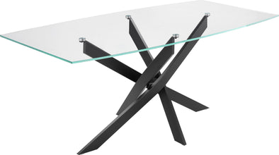 Masă de dining Kairi cu blat din sticla si cadru de metal 180 cm - LunaHome.ro