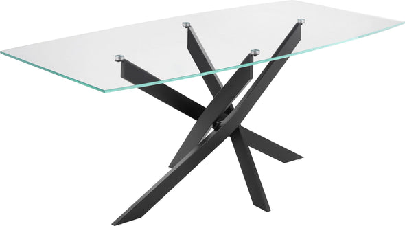 Masă de dining Kairi cu blat din sticla si cadru de metal 180 cm - LunaHome.ro