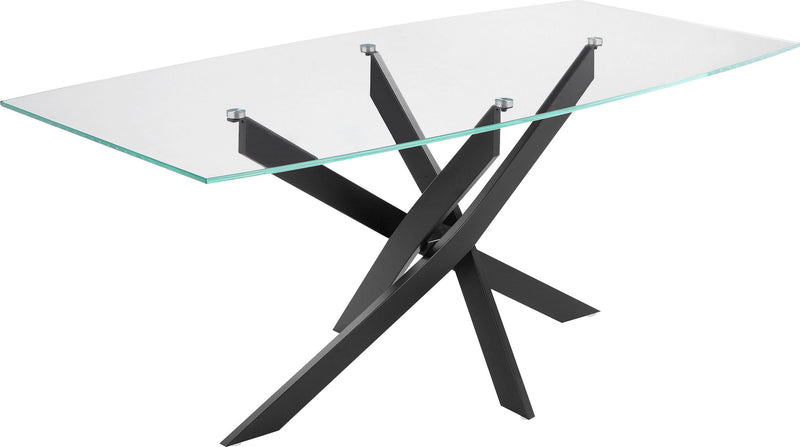 Masă de dining Kairi cu blat din sticla si cadru de metal 180 cm - LunaHome.ro