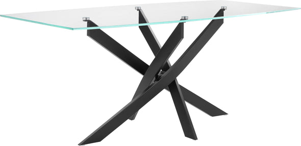 Masă de dining Kairi cu blat din sticla si cadru de metal 180 cm - LunaHome.ro
