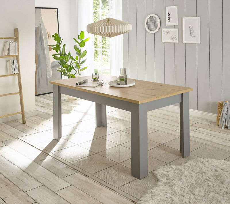 Masă de sufragerie Chambord gri cu stejar 160 cm lungime - LunaHome.ro