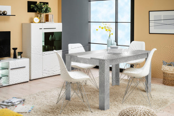 Masă de sufragerie Domus culoare gri beton cu alb 135x80 cm