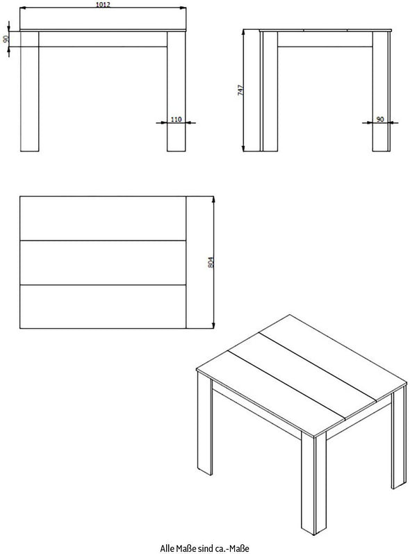 Masă de sufragerie Domus culoare stejar cu antracit 135x80 cm - LunaHome.ro