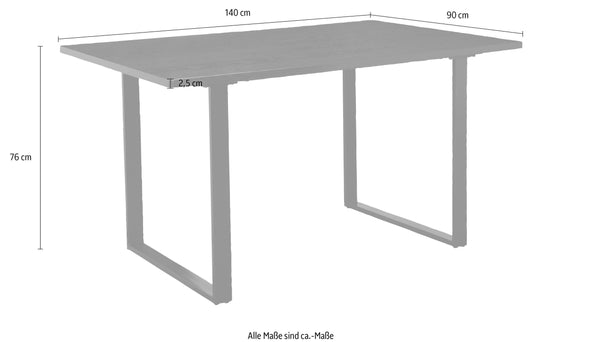 Masă de sufragerie Lannion cu cadru metalic negru, 140x90 cm - LunaHome.ro