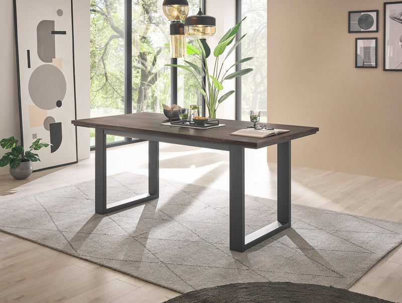 Masa de sufragerie Largo cu cadru metalic negru, 160 cm - LunaHome.ro