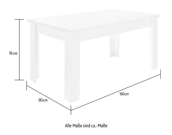 Masă de sufragerie Ravenna alba 160 cm lungime