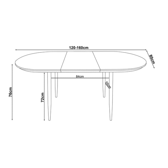 Masă de sufragerie extensibilă Belleville culoare stejar 120-160 cm