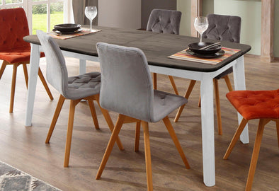 Masă de sufragerie extensibilă Palermo gri cu alb 180-220 cm