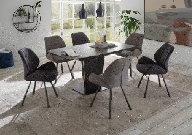Masă extensibilă Sergio cu blat ceramic si baza Mdf 120-160 cm - LunaHome.ro