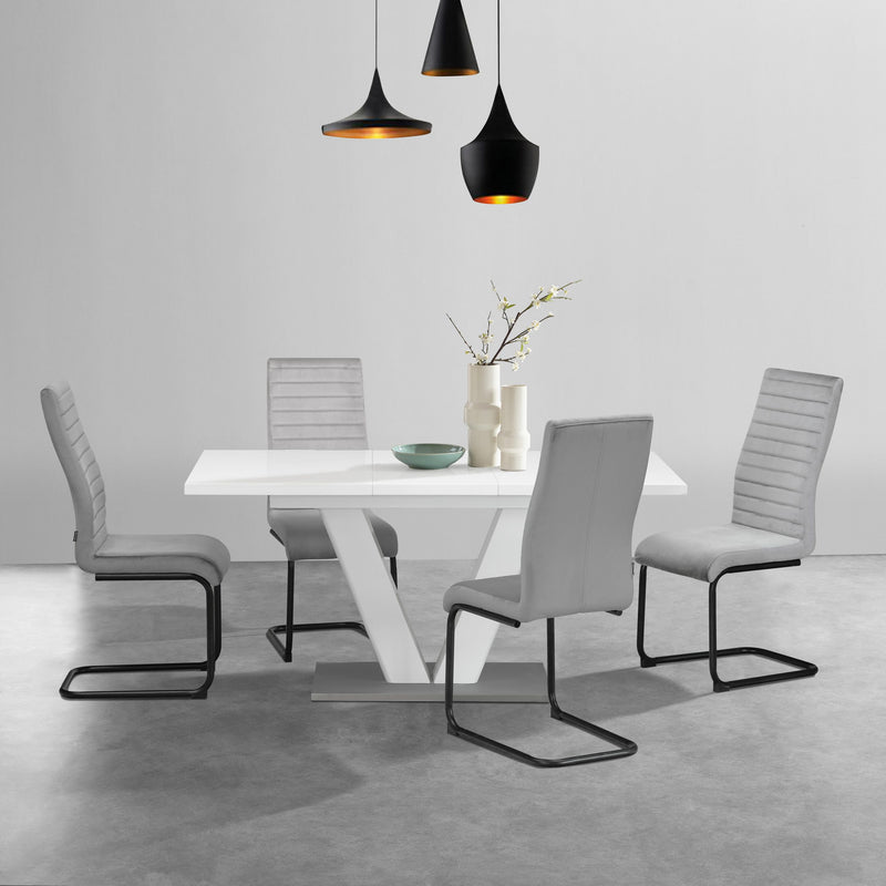 Masa extensibila de sufragerie Elbach alba 120-160 cm lungime - LunaHome.ro