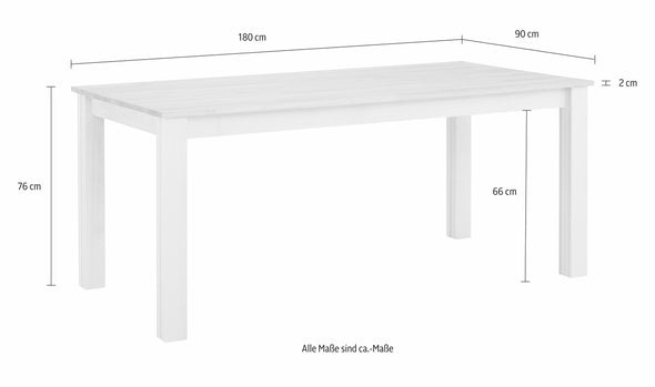 Masă fixă Luisa din lemn masiv de fag, 180x90x76 cm - LunaHome.ro
