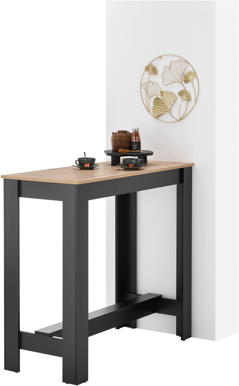 Masa înaltă de bistro Stolkom negru cu stejar 115x50 cm - LunaHome.ro
