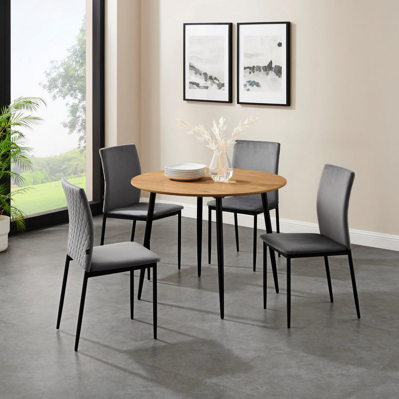 Masă rotundă Eadwine Leonique din Mdf culoare stejar, 100 cm - LunaHome.ro