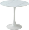 Masă rotundă Josh cu blat din sticla ceramica alba 90 cm diametru - LunaHome.ro