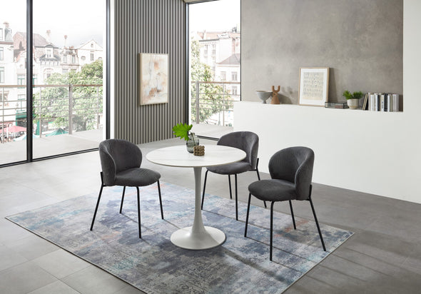 Masă rotundă Josh cu blat din sticla ceramica alba 90 cm diametru - LunaHome.ro