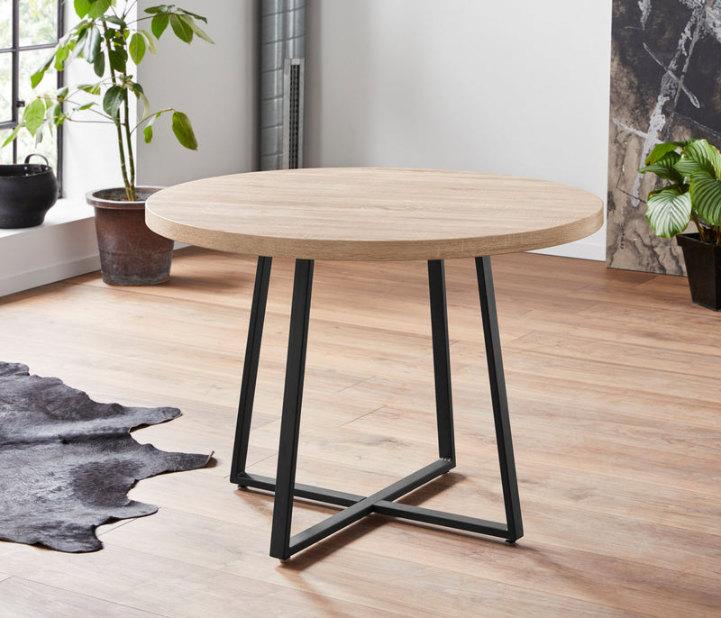 Masa rotunda de sufragerie Anja cu baza de metal, 110 cm - LunaHome.ro