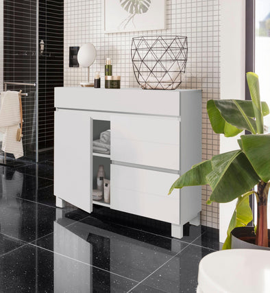 Comodă de baie Kaika din MDF alb 80 cm lățime - LunaHome.ro