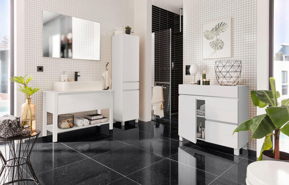 Comodă de baie Kaika din MDF alb 80 cm lățime - LunaHome.ro