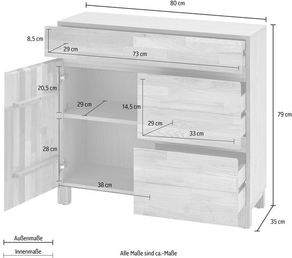 Comodă de baie Kaika din MDF alb 80 cm lățime - LunaHome.ro