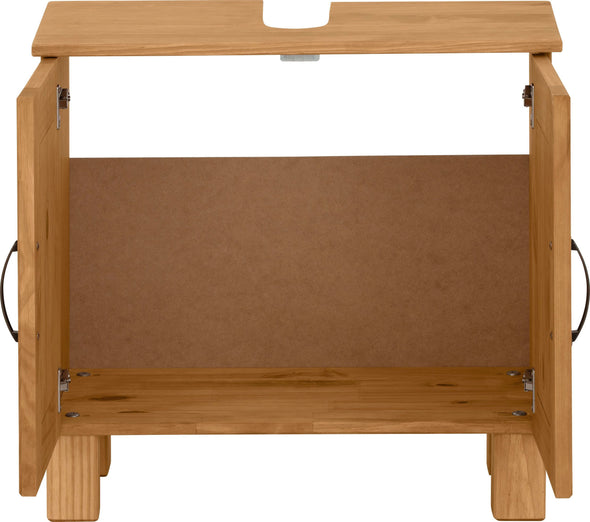 Masca de lavoar »Rodby« din lemn masiv, cu manere metalice, latime 60 cm - LunaHome.ro