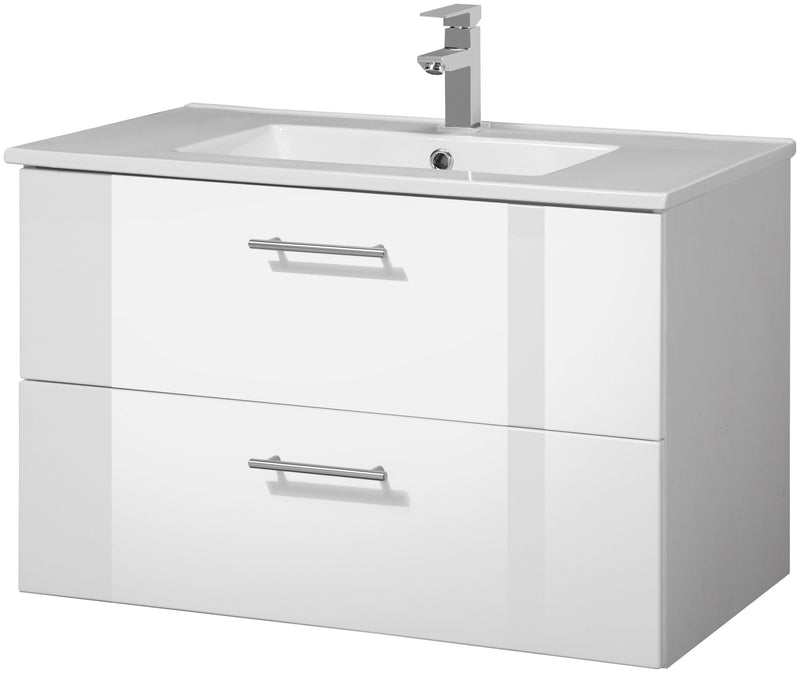 Mască cu lavoar ceramic Trento alb lucios 80 cm lățime