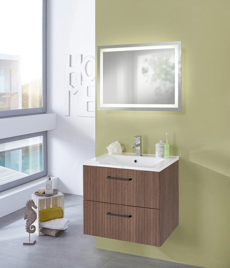 Mască cu lavoar ceramic Trento culoare stejar 60 cm lățime