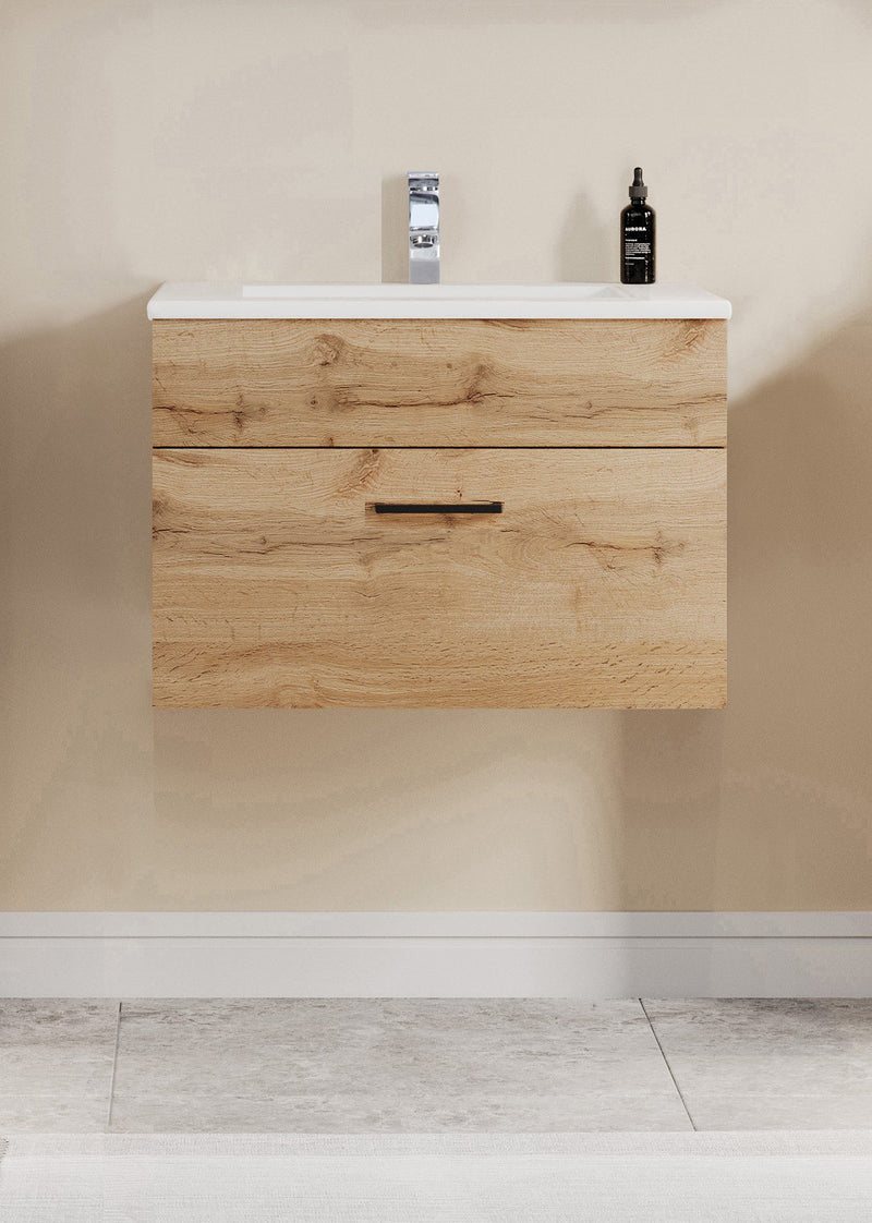 Mască cu lavoar ceramic Trento culoare stejar 60 cm lățime