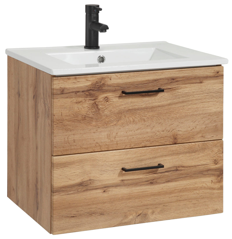 Mască cu lavoar ceramic Trento culoare stejar 60 cm lățime