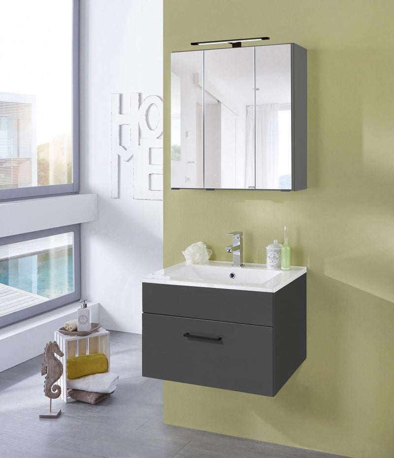 Mască cu lavoar ceramic Trento gri antracit 60 cm lățime