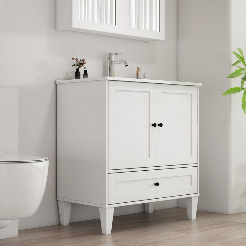 Masca de lavoar Amsterdam alba cu chiuveta ceramica 80 cm
