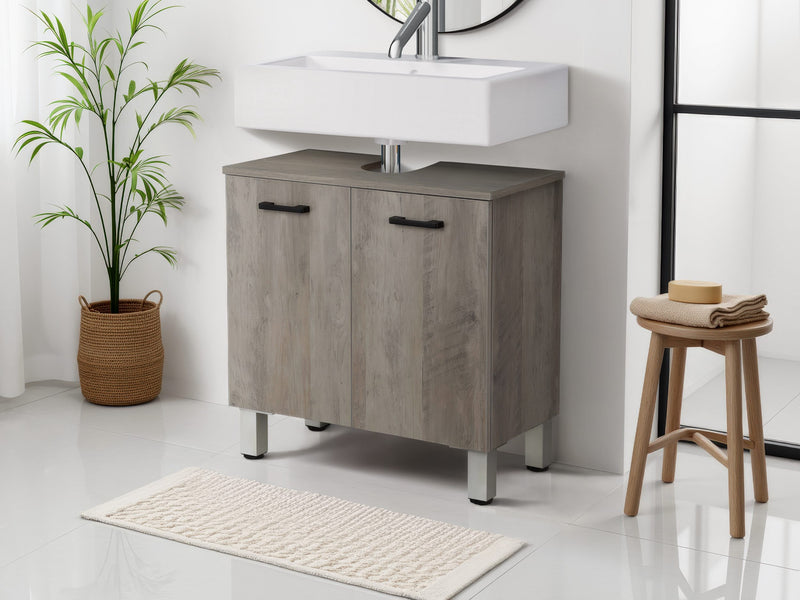 Masca de lavoar Florence gri cu 2 usi 60 cm lățime - LunaHome.ro