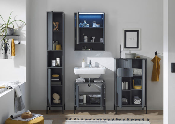 Mască de lavoar Lucera gri cu design modern elegant 60 cm lățime - LunaHome.ro