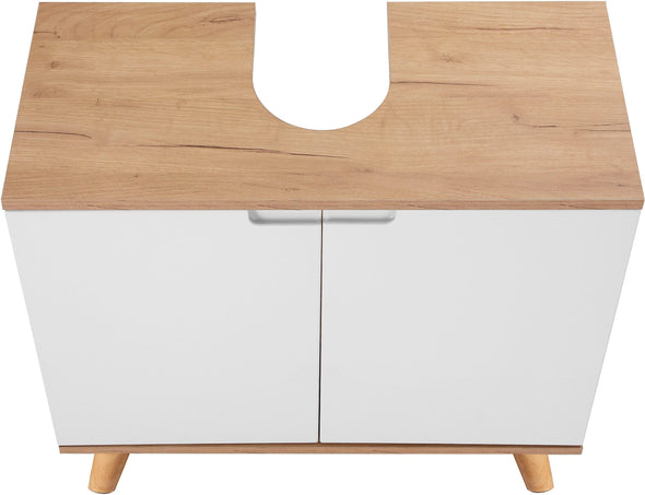 Mască de lavoar Lund alba cu aspect scandinav, 65 cm lățime - LunaHome.ro