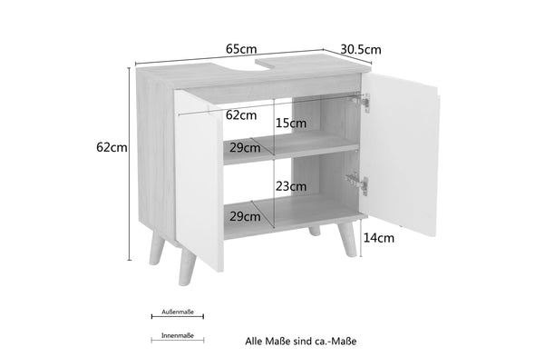 Mască de lavoar Lund alba cu aspect scandinav, 65 cm lățime - LunaHome.ro