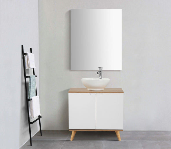 Mască de lavoar Lund alba cu aspect scandinav, 65 cm lățime - LunaHome.ro