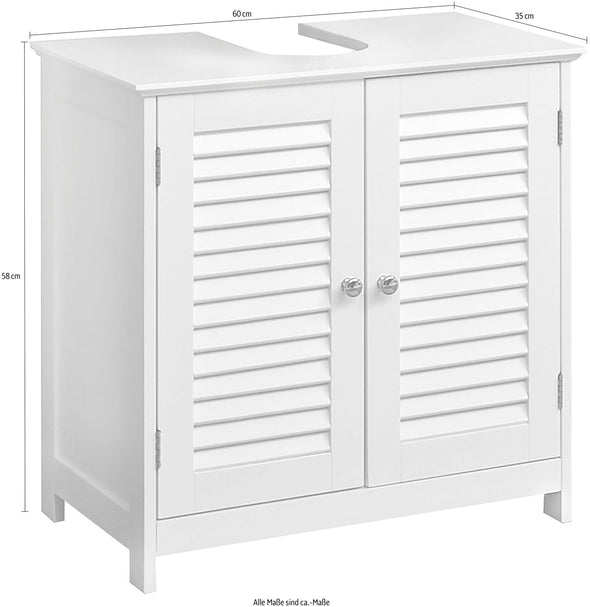 Masca de lavoar Quickset Saphir alba cu 2 usi, 60 cm lățime - LunaHome.ro